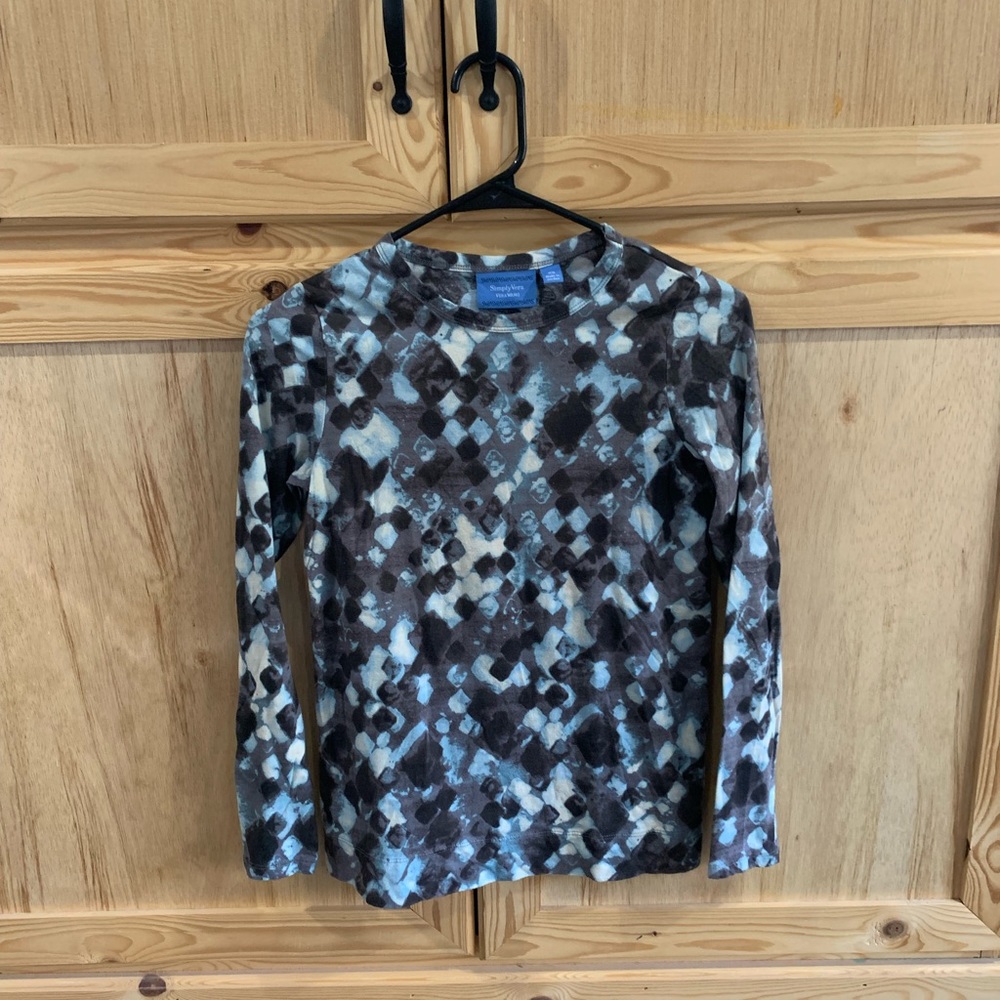 Simply Vera Vera Wang printed knit pullover shirt size XS